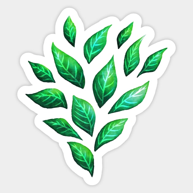 Dark Abstract Green Leaves Sticker by Boriana Giormova